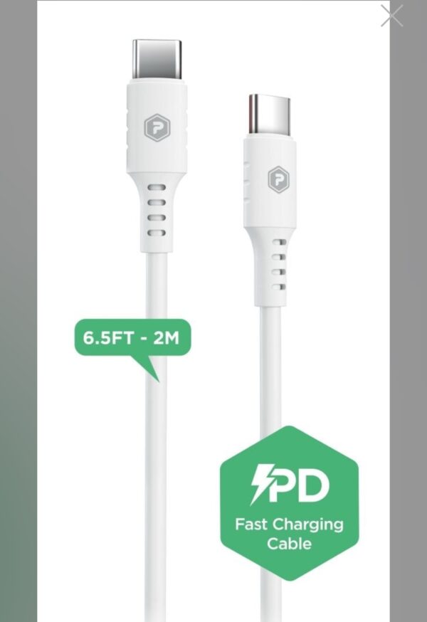 PowerPeak - Ultra Fast Wall Charger w/ USB C-C Cable (WHITE) (6ft) (30W)